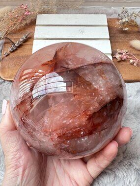 Gorgeous 1.56kg Large Hematoid/Fire Quartz Sphere